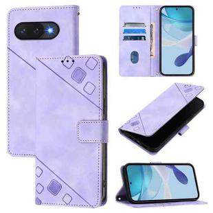 For Google Pixel 9a Skin-feel Embossed Leather Phone Case(Light Purple)