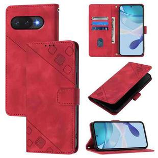 For Google Pixel 9a Skin-feel Embossed Leather Phone Case(Red)