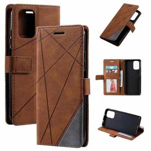For Realme 9i 5G Skin Feel Splicing Leather Phone Case(Brown)