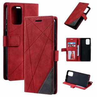 For Realme 9i 5G Skin Feel Splicing Leather Phone Case(Red)