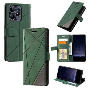 For Realme C53 Skin Feel Splicing Leather Phone Case(Green)