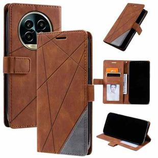 For Realme 13 Pro / 13 Pro+ Skin Feel Splicing Leather Phone Case(Brown)