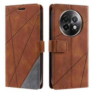 For Realme 13+ Skin Feel Splicing Leather Phone Case(Brown)