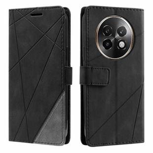 For Realme 13+ Skin Feel Splicing Leather Phone Case(Black)
