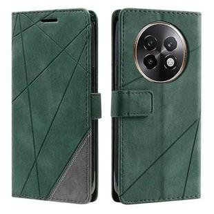 For Realme 13+ Skin Feel Splicing Leather Phone Case(Green)