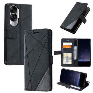 For Honor 90 Lite Skin Feel Splicing Leather Phone Case(Black)