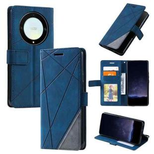 For Honor Magic5 Lite Skin Feel Splicing Leather Phone Case(Blue)