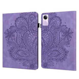 For Xiaomi Redmi Pad SE Peacock Embossed Pattern Leather Tablet Case(Purple)