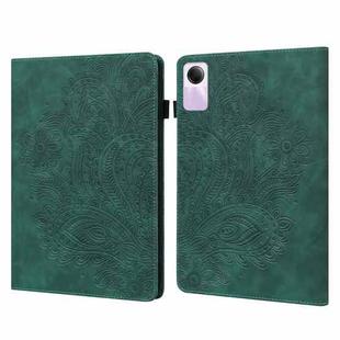 For Xiaomi Redmi Pad SE Peacock Embossed Pattern Leather Tablet Case(Green)