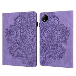 For Xiaomi Redmi Pad SE 8.7 Peacock Embossed Pattern Leather Tablet Case(Purple)