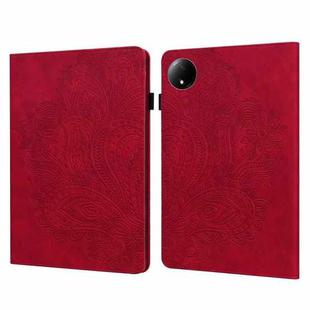 For Xiaomi Redmi Pad SE 8.7 Peacock Embossed Pattern Leather Tablet Case(Red)