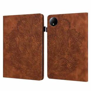 For Xiaomi Redmi Pad SE 8.7 Peacock Embossed Pattern Leather Tablet Case(Brown)