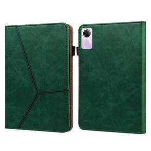 For Xiaomi Redmi Pad SE Solid Color Stripe Embossed Leather Tablet Case(Green)