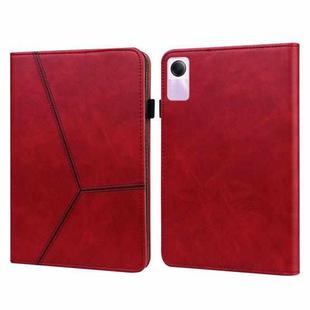For Xiaomi Redmi Pad SE Solid Color Stripe Embossed Leather Tablet Case(Red)