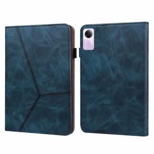 For Xiaomi Redmi Pad SE Solid Color Stripe Embossed Leather Tablet Case(Blue)