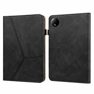 For Xiaomi Redmi Pad SE 8.7 Solid Color Stripe Embossed Leather Tablet Case(Black)