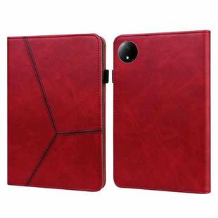 For Xiaomi Redmi Pad SE 8.7 Solid Color Stripe Embossed Leather Tablet Case(Red)