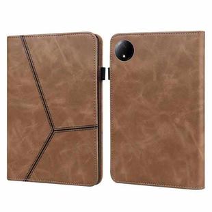 For Xiaomi Redmi Pad SE 8.7 Solid Color Stripe Embossed Leather Tablet Case(Brown)