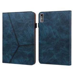 For Lenovo Xiaoxin Pad Pro 12.7 Solid Color Stripe Embossed Leather Tablet Case(Blue)