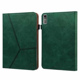 For Lenovo Xiaoxin Pad Pro 12.7 Solid Color Stripe Embossed Leather Tablet Case(Green)