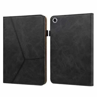 For Samsung Galaxy Tab A9 Solid Color Stripe Embossed Leather Tablet Case(Black)