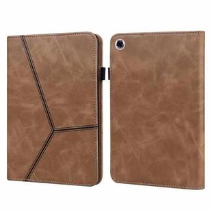 For Samsung Galaxy Tab A9 Solid Color Stripe Embossed Leather Tablet Case(Brown)