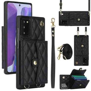 For Samsung Galaxy Note20 Crossbody Rhombic Horizontal Wallet Leather Phone Case(Black)