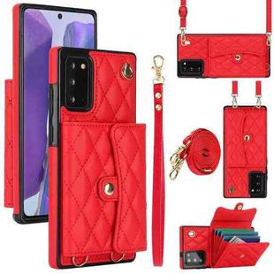 For Samsung Galaxy Note20 Crossbody Rhombic Horizontal Wallet Leather Phone Case(Red)