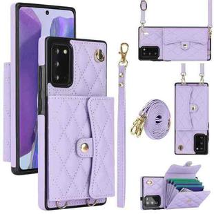 For Samsung Galaxy Note20 Crossbody Rhombic Horizontal Wallet Leather Phone Case(Purple)