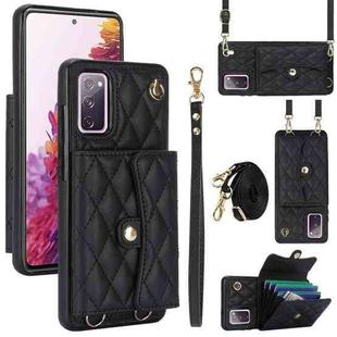 For Samsung Galaxy S20 FE Crossbody Rhombic Horizontal Wallet Leather Phone Case(Black)
