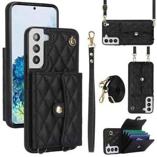 For Samsung Galaxy S22 5G Crossbody Rhombic Horizontal Wallet Leather Phone Case(Black)