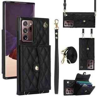 For Samsung Galaxy Note20 Ultra Crossbody Rhombic Horizontal Wallet Leather Phone Case(Black)