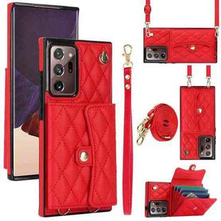 For Samsung Galaxy Note20 Ultra Crossbody Rhombic Horizontal Wallet Leather Phone Case(Red)