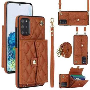 For Samsung Galaxy S20+ Crossbody Rhombic Horizontal Wallet Leather Phone Case(Brown)