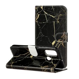 For Huawei P smart 2020 Colored Drawing Marble Pattern Horizontal Flip PU Leather Case with Holder & Card Slots & Wallet(Black Gold Marble)