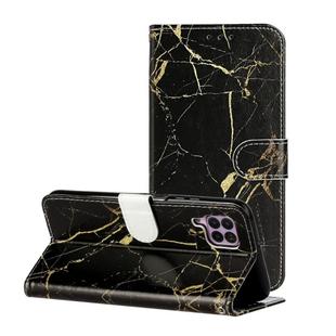 For Huawei P40 Lite Colored Drawing Marble Pattern Horizontal Flip PU Leather Case with Holder & Card Slots & Wallet(Black Gold Marble)