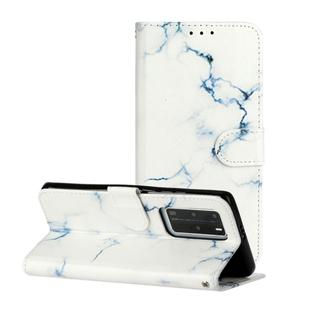 For Huawei P40 Pro Colored Drawing Marble Pattern Horizontal Flip PU Leather Case with Holder & Card Slots & Wallet(White Marble)