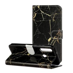 For Huawei P40 Lite E / Y7p Colored Drawing Marble Pattern Horizontal Flip PU Leather Case with Holder & Card Slots & Wallet(Black Gold Marble)