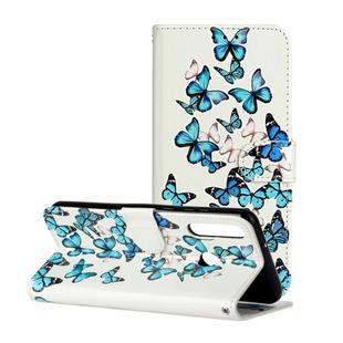For Huawei P40 Lite E / Y7p Colored Drawing Marble Pattern Horizontal Flip PU Leather Case with Holder & Card Slots & Wallet(Blue Butterfly)