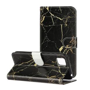 For Huawei Y5p Colored Drawing Marble Pattern Horizontal Flip PU Leather Case with Holder & Card Slots & Wallet(Black Gold Marble)