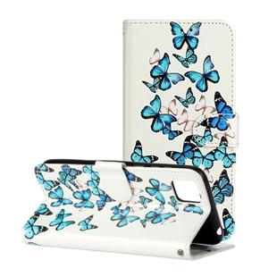 For Huawei Y5p Colored Drawing Marble Pattern Horizontal Flip PU Leather Case with Holder & Card Slots & Wallet(Blue Butterfly)