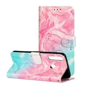 For Huawei Y6p Colored Drawing Marble Pattern Horizontal Flip PU Leather Case with Holder & Card Slots & Wallet(Pink Green Marble)
