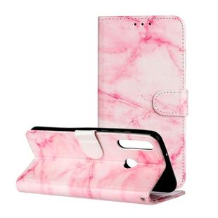 For Huawei Y6p Colored Drawing Marble Pattern Horizontal Flip PU Leather Case with Holder & Card Slots & Wallet(Pink Marble)