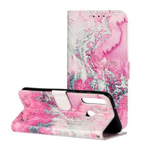 For Huawei Y6p Colored Drawing Marble Pattern Horizontal Flip PU Leather Case with Holder & Card Slots & Wallet(Pink Sea Water)