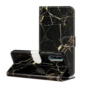 For Huawei Y8p / Enjoy 10s Colored Drawing Marble Pattern Horizontal Flip PU Leather Case with Holder & Card Slots & Wallet(Black Gold Marble)