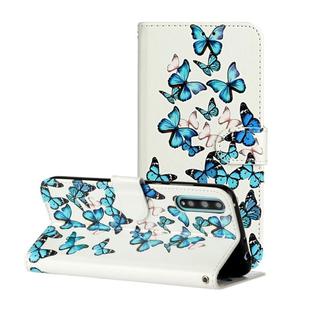 For Huawei Y8p / Enjoy 10s Colored Drawing Marble Pattern Horizontal Flip PU Leather Case with Holder & Card Slots & Wallet(Blue Butterfly)