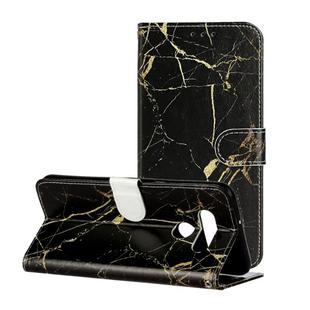 For LG K51 Colored Drawing Marble Pattern Horizontal Flip PU Leather Case with Holder & Card Slots & Wallet(Black Gold Marble)