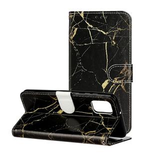For Samsung Galaxy A31 Colored Drawing Marble Pattern Horizontal Flip PU Leather Case with Holder & Card Slots & Wallet(Black Gold Marble)