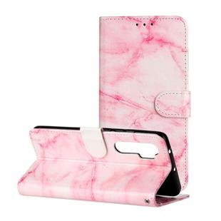 For Xiaomi Mi Note 10 Lite Colored Drawing Marble Pattern Horizontal Flip PU Leather Case with Holder & Card Slots & Wallet(Pink Marble)