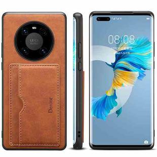 For Huawei Mate 60 Denior PU Single Card Slot Holder Phone Case(Brown)
